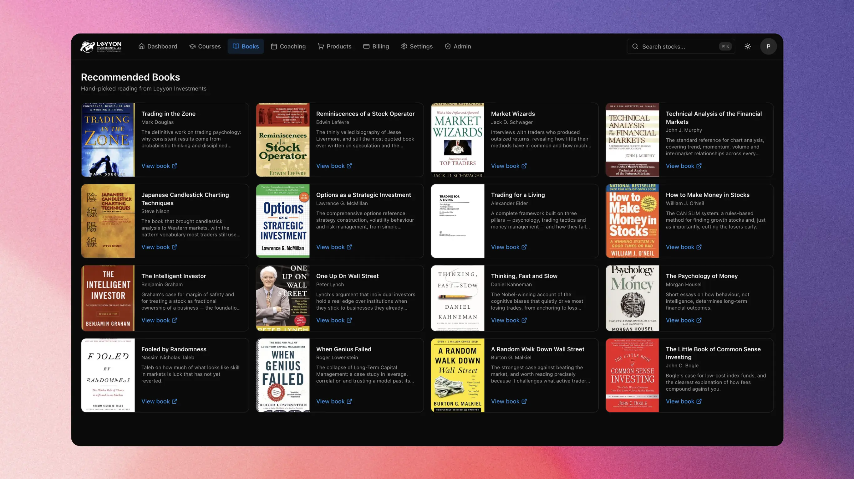 EdgeForge books and resources screen.