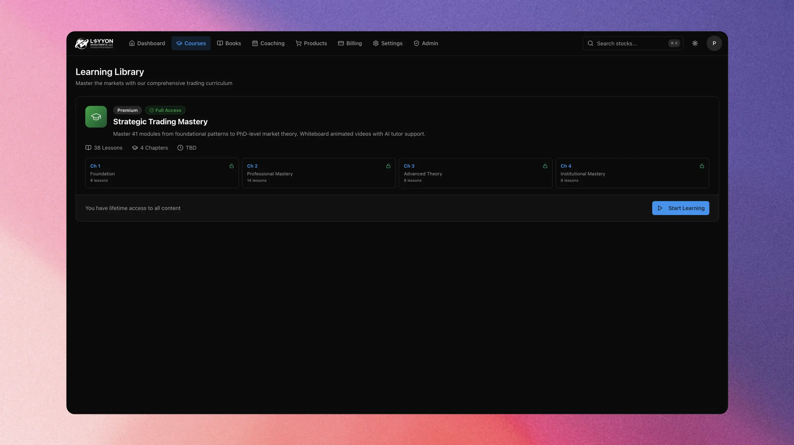 EdgeForge course library screen.